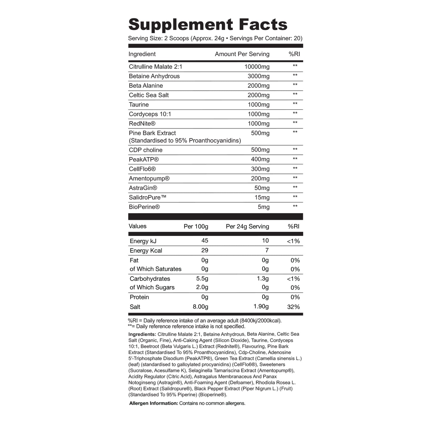 Supplement facts label for wolf pump v3 non stimulant pre workout supplement with detailed ingredient list and nutritional information on a white background