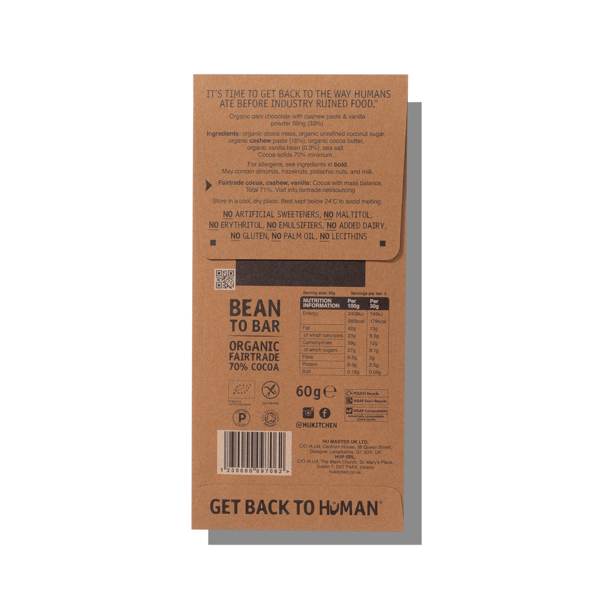 Hu Cashew Butter + Pure Vanilla Dark Chocolate Bar Single Bar