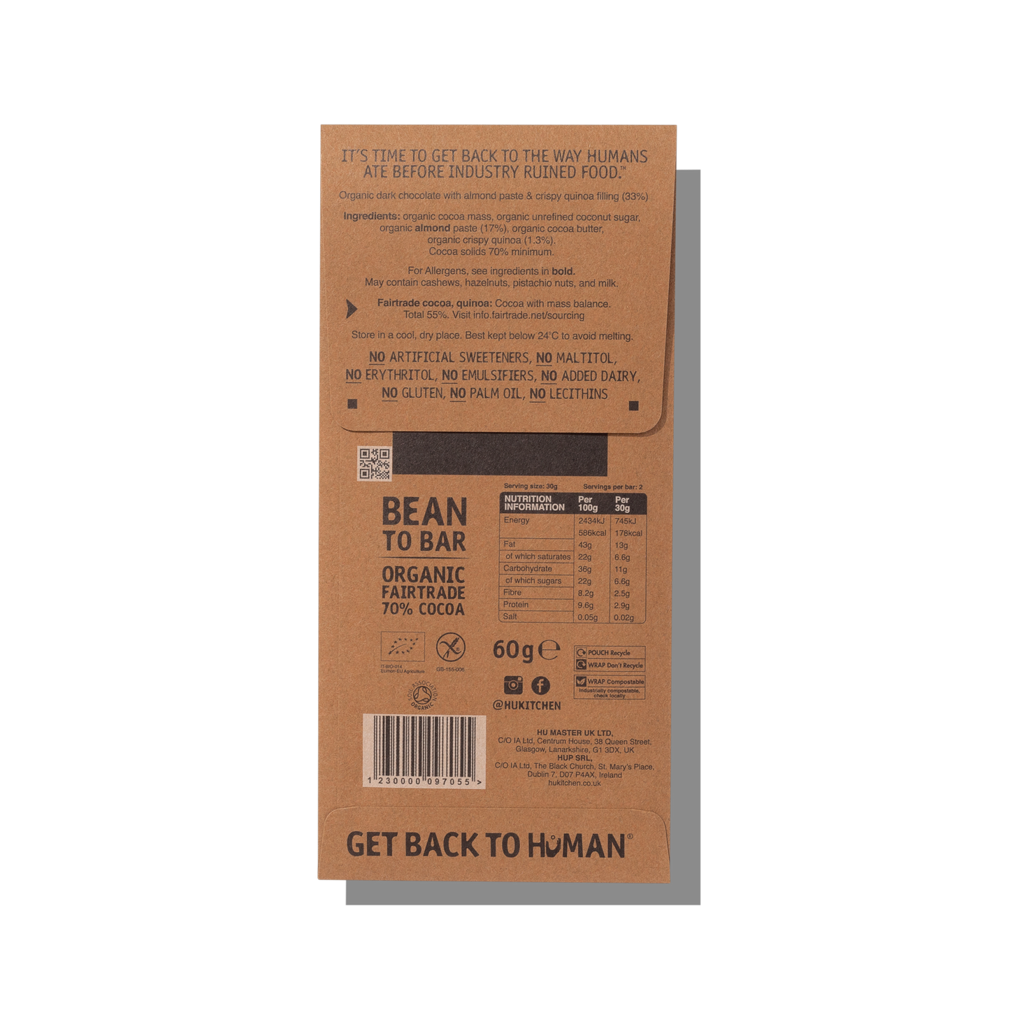 Hu - Almond Butter + Crispy Quinoa Dark Chocolate Single Bar