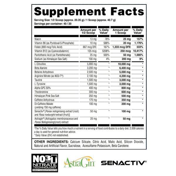 Apollon Nutrition Hooligan supplement facts label with various nutrients and branding on a white background