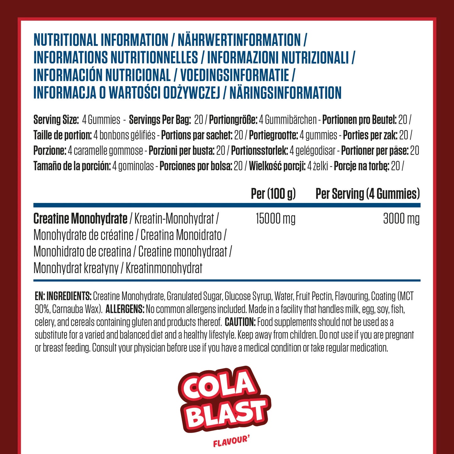 Applied Nutrition - Creatine Monohydrate Gummies – 3g Creatine, 80 Gummies