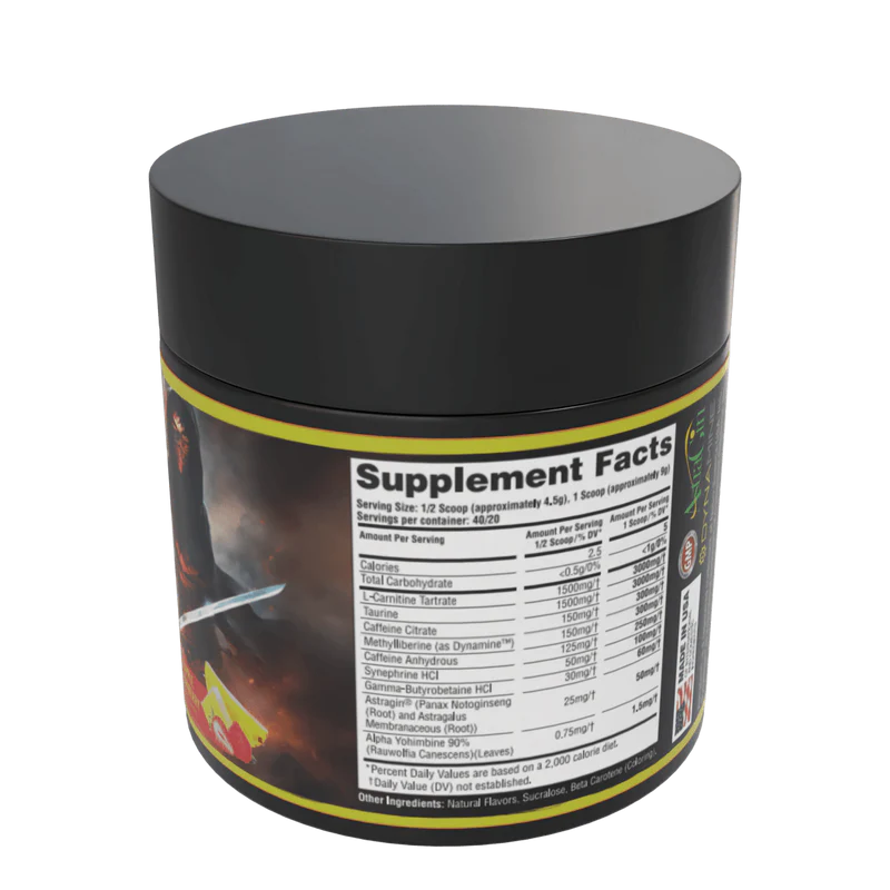 Supplement container with label showing 'Supplement Facts' on a white background