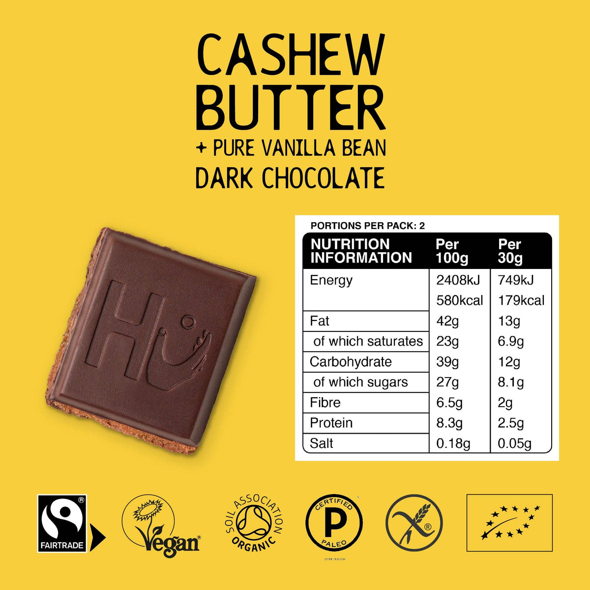 Hu Cashew Butter + Pure Vanilla Dark Chocolate Bar Single Bar