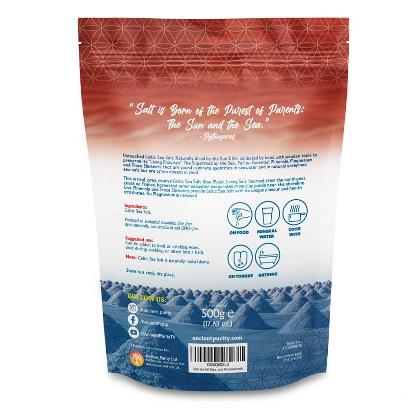 Ancient Purity - Celtic Sea Salt Coarse Whole Real Salt | France | 500g