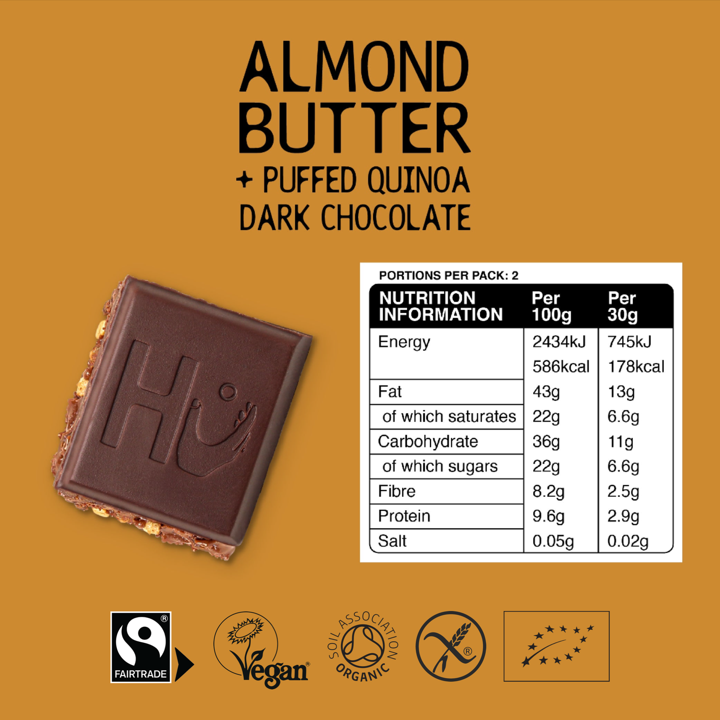 Hu - Almond Butter + Crispy Quinoa Dark Chocolate Single Bar